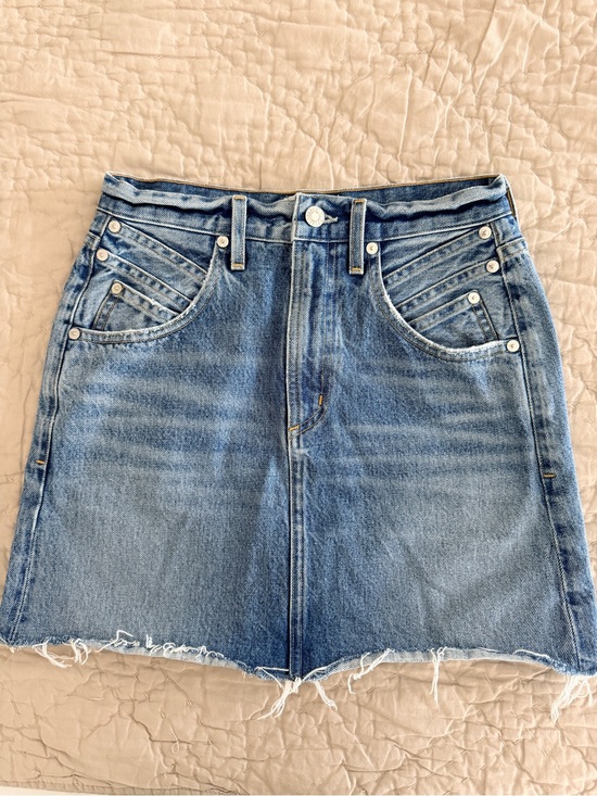 Agolde Dresses & Skirts - Agolde Light Blue Denim Mini Skirt with Raw Hem, Western Feel